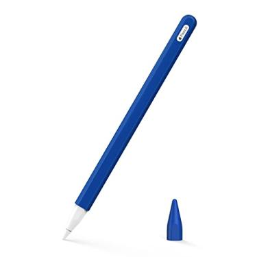Imagem de MoKo Estojo de lápis compatível com Apple Pencil 2ª geração, [2 peças] capa de silicone para porta-lápis da Apple Pencil 2ª geração, azul escuro