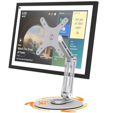 Imagem de YCNEW Suporte giratório e inclinado para Echo Show 15 (1ª geração, 2ª geração), suporte de monitor portátil, ângulo ajustável e altura com bases de rotação de 360°, alternando entre telas de paisagem