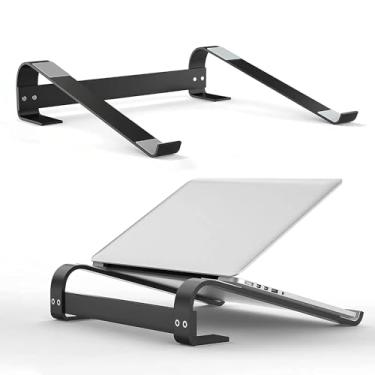 Imagem de Suporte de mesa portátil de alumínio para mesa, design ventilado para mesa, suporte de mesa compatível com MacBook, Hp, Dell, Lenovo e todos os outros notebooks de até 15,6 polegadas (preto)
