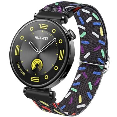 Imagem de DEALELE Pulseiras femininas compatíveis com Huawei Watch GT5 Pro de 42 mm/GT5 de 41 mm/GT4 de 41 mm/Garmin Venu 3S/Forerunner 265S/Fossil Gen 6, pulseira de nylon elástica colorida de 18 mm, preta