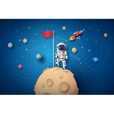Imagem de Painel de Lona Astronauta no Planeta Bandeira e Constelação de Planeta