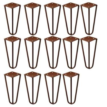 Imagem de Kit 14 Pés de Metal 15 CM Hairpin Legs Mesas de Centro Puffs Bronze G41