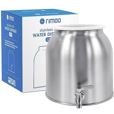 Imagem de RIMOO Distribuidor de Água de Aço Inoxidável, Dispensador de Bebida de 2,5 Galões com Torneira de Aço Inoxidável 18/8 e Tampa Hermética, Bancada de Dispensador de Refrigerador de Água para Garrafa de