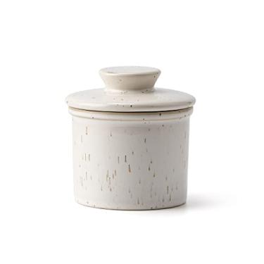 Imagem de Xela Crock de Manteiga de Porcelana, Crock de Manteiga Francês para Balcão, Protetor de Manteiga com Linha de Água para Branco Salpicado de Manteiga para Barrar Fresco
