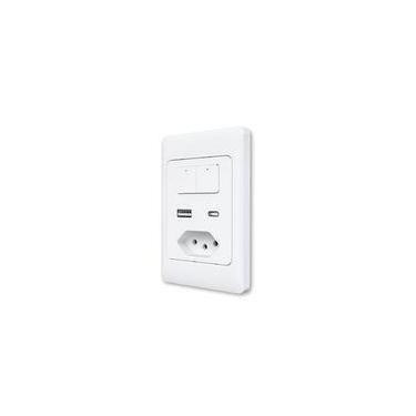Imagem de Interruptor Smart AGL, Wi-Fi, Bivolt, Interruptor Teclas, USB A, Tipo-C, Tomada e Interruptor Teclas, Tomada, Branco - 1106167
