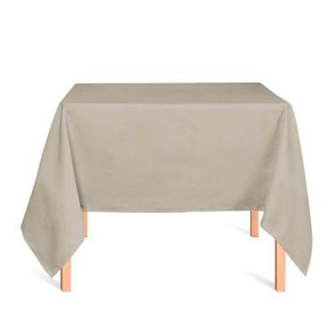 Imagem de Toalha de Mesa Quadrada em Tecido Jacquard Dourado e Azul Liso Tradici