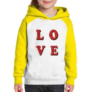 Imagem de Moletom Infantil LOVE - Foca na Moda, Branco, Amarelo, 2