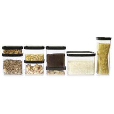 Imagem de Conjunto Cozinha 8 Potes Herméticos - Preto - Helsim