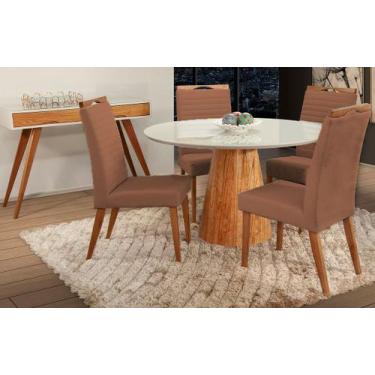Imagem de Mesa de jantar + 4 Cadeiras Itália tampo 120cm Terracota - Gran Decore