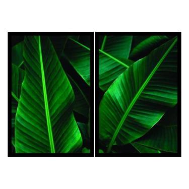 Imagem de Quadro Decorativo Folhas Verdes Vertical 90x60 Sala Quarto - Essencial
