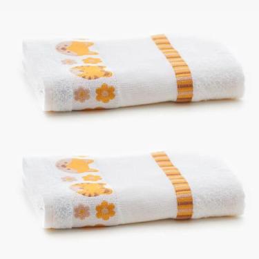 Imagem de Kit 2 Toalhas De Banho Infantil Baby 75x110cm Com Barra Ponto Cruz e C