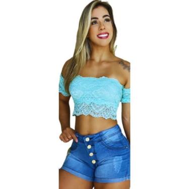 Imagem de Short Feminino Jeans 4 Botões Curto - Fortaleza Jeans, 44, Jeans
