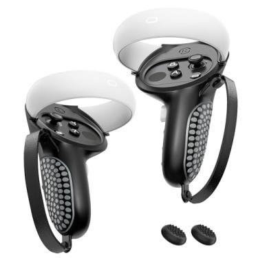 Imagem de Upgraded Controller Grip for Meta Quest 2 Grips Cover for VR Oculus Touch Controllers Covers Protector with Joystick Covers 1Pair Black & Gray