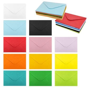 Imagem de 60 envelopes de cartão de presente, mini envelopes de cores sortidas com fecho de goma para cartões de visita, cartões de presente, pequenos cartões de notas (10 x 7 cm)