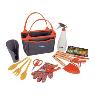 Imagem de Kit Jardinagem Tramontina 78124805 13 Peças, Laranja e Cinza