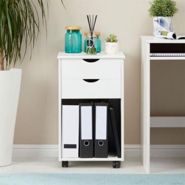 Imagem de Gaveteiro Escritório Madeira Maciça 2 Gavetas Rodízios Kano - IDIMEX, 