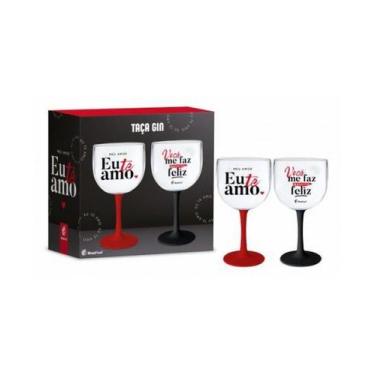 Imagem de Conjunto kit taça gin c/2 - meu amor te amo namorados - CRB