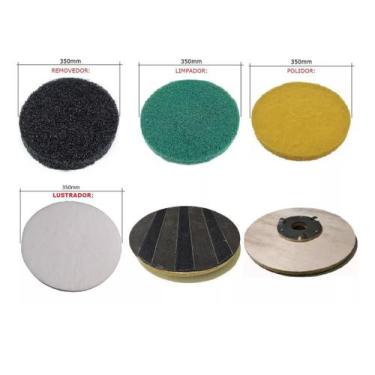 Imagem de Kit com 04 Discos + 1 Suporte 350mm para Enceradeira - LCTE, 0, 0