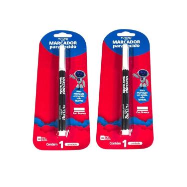 Imagem de Kit 5 Canetas Marcador De Tecido Branco Traço De 1Mm Até 2Mm