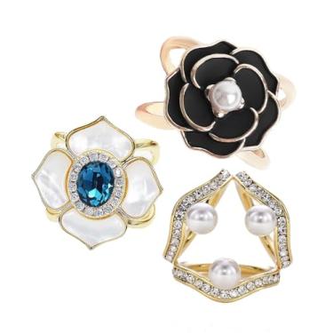 Imagem de Anéis de cachecol fivela e slides para mulheres, cachecóis, alfinetes, camiseta, prendedor para o lado 3CP