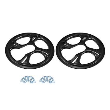 Imagem de X AUTOHAUX 2 peças, 48 dentes, 12 cm, 4 furos, bicicleta, pedaleira, corrente, capa protetora para roda, preta, 2 peças
