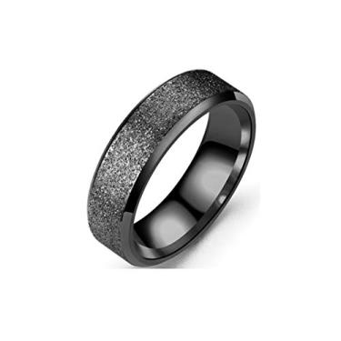 Imagem de Anel de aço inoxidável Sandblast feminino masculino acabamento fosco aliança de casamento de amizade, 4 cores disponíveis, Aço inoxidável