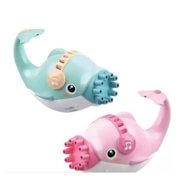 Imagem de Brinquedo Crianças Máquina Pistola Lança Arma de Bolha Bolinha de Sabão Metralhadora Baleia Golfinho Automatica Eletrica (Rosa)
