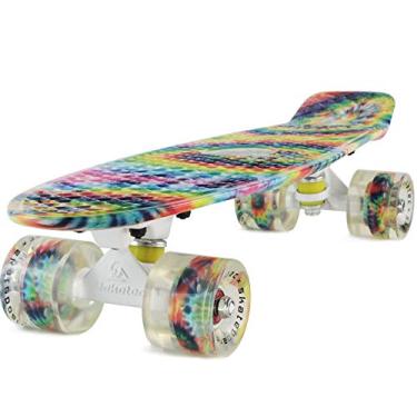 Imagem de Skates, meninos, mini cruzador, skate, 56 cm, prancha infantil para meninas, jovens, crianças, adultos, cachorro, meninos de 7 a 10 anos (arco-íris)