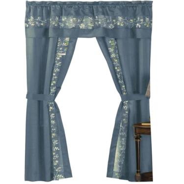 Imagem de Achim Home Furnishings Par de camadas Oakwood, 58 91 cm, natural, 139 cm x 213 cm, azul gelo