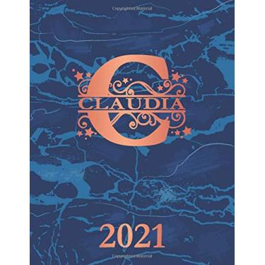 Imagem de Claudia: 2021. Personalized Name Weekly Planner Diary 2021. Monogram Letter C Notebook Planner. Navy Blue Marble & Copper Cover. Datebook Calendar Schedule