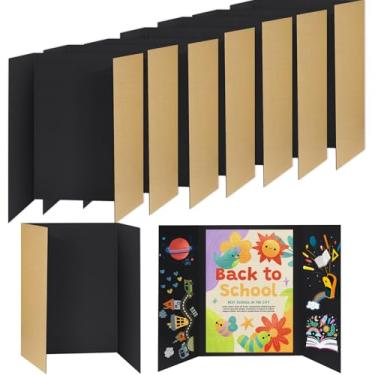 Imagem de Quadro de pôster com 8 dobras triplas, grande, 71 cm x 101 cm, papelão preto rígido e grosso para apresentação de feiras de ciências, projetos escolares e materiais de apresentações de negócios