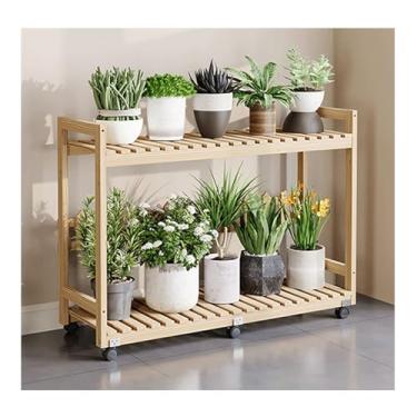 Imagem de Mobile Flower Rack，Plant Stand Indoor Outdoor，Simple Plant Stand，Tier Plant Stand With Wheels，Floor-Standing Glower Rack，Storage Rack，for Living Room Balcony Garden，Brown，Yellow(Yellow,53.5*25*76.5cm/