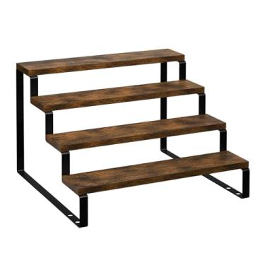 Imagem de AUATRONNE Suporte de Exposição de Madeira de 4 Níveis, Suporte Organizador de Perfume de Colônia, Organizador de Porta-Tempero, Prateleira de Exposição Rústica para Armário de Cozinha, Despensa de Ban