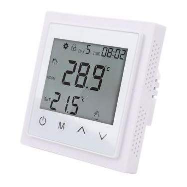 Imagem de Termostato Digital, Função de Bloqueio Infantil, Proteção de Alta Temperatura, Display LED, Aparência Minimalista, Controlador de Aquecimento Doméstico para Hotéis (Branco)