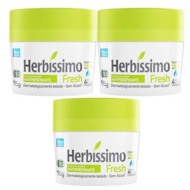 Imagem de Kit 3 Desodorante Creme Fresh Herbíssimo 55G - Dana - Dana Cosméticos