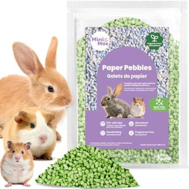 Imagem de mini&moe Roupa de cama de pellets de papel para animais pequenos: Roupa de cama de pellets de papel natural absorvente de odor e umidade - para porquinhos-da-índia, hamsters e coelhos, 900 g