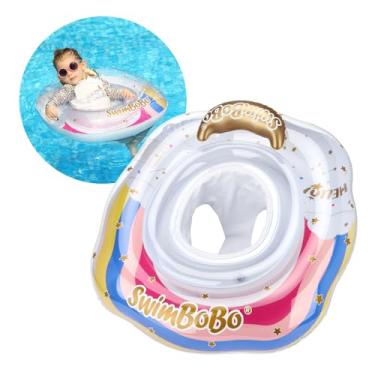 Imagem de Swimbobo Boia inflável de natação para bebês com assento seguro para crianças de 6 a 36 meses (arco-íris)