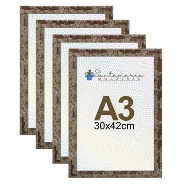 Imagem de Kit 4 Porta Retrato Molduras A3 30x42  Marrom - Santamaria Molduras