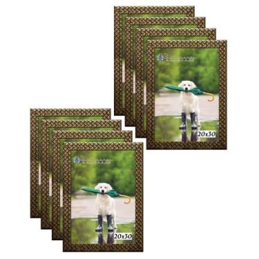 Imagem de Kit 8 Molduras Porta Retrato 20x30 3cm Relevo Dourado - Santamaria Mol