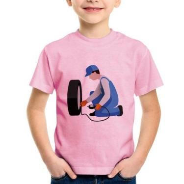 Imagem de Camiseta Infantil Borracharia - Foca na Moda, Rosa bebê, 8