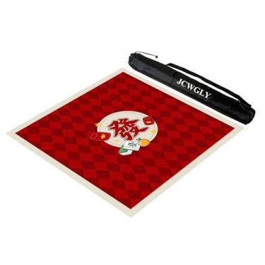 Imagem de Tapete De Mahjong Vermelho Grande Para Mesas Com Fundo Antiderrapante, Toalha De Mesa Redutora De Ruído Grossa E Resistente Ao Desgaste Para Cartas De Pôquer E Jogos De Tabuleiro(Red 2,35.43x35.43 in)