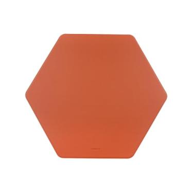Imagem de FENICE Mouse pad de couro PU antiderrapante textura macia decorativa seixo redondo hexágono forma quadrada impermeável fácil limpeza (laranja hexágono)