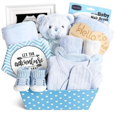 Imagem de Conjunto de Presentes Iaovueby para Bebê - Ursinho, Chocalho, Manta e 