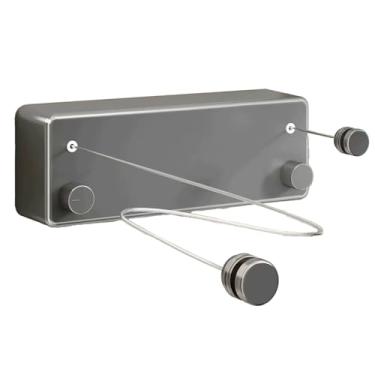Imagem de Varal Retrátil, Montado Na Parede, Corda De Aço Inoxidável De 14 Pés Para Ambientes Internos E Externos Forte E Durável, À Prova De Ferrugem E Umidade (duas Cordas)(Gray)