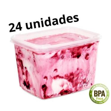 Imagem de Pote sorvete 2 litros transparente 24 unidades c/ tampa alta vedação B