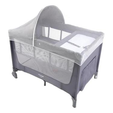 Imagem de Berço Portátil Chiqueirinho Luck Com Mosquiteiro Cinza Mescla Voyage