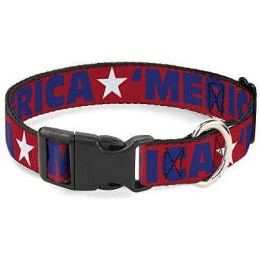 Imagem de Buckle-Down PC-W30025-M/Star Red/Azul/Branco Colarinho com Clipe de Plástico, Médio/28-43 cm