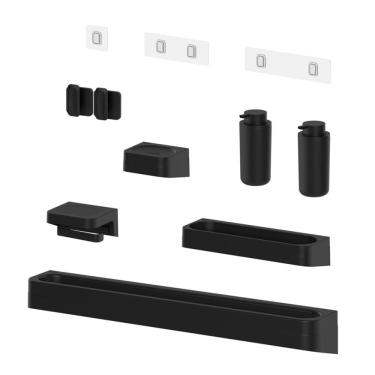 Imagem de Kit Banheiro 8 Peças Saboneteira + Porta Papel Higiênico + Porta Shampoo + 2 Dispenser Shampoo + Toalheiro + 2 Ganchos + Adesivos Preto Ou