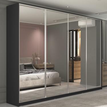 Imagem de Guarda Roupa Casal 100% mdf bp com 4 Portas Espelhos Zermatt