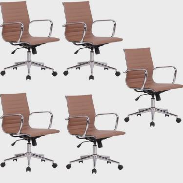 Imagem de Kit 5 Cadeiras de Escritório Presidente Giratória Sevilha Baixa